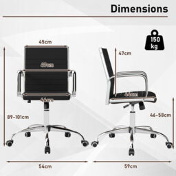 Gainoom Black Office Chair Height Adjustable Conference Room Chair With Rocking Backrest & Armrests - thumbnail 2