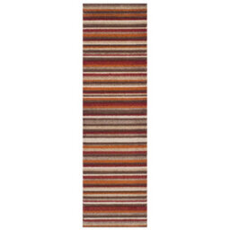 Melrose Salerno Orange Red Striped Pattern Design Large Indoor Area Runner Rug 60/230Cm - thumbnail 5