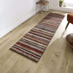 Melrose Salerno Orange Red Striped Pattern Design Large Indoor Area Runner Rug 60/230Cm - thumbnail 1