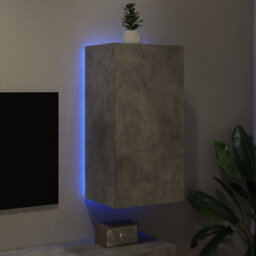 Berkfield Tv Wall Cabinet With Led Lights Concrete Grey 40.5X35X80 Cm - thumbnail 3