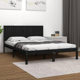 Berkfield Bed Frame Black Solid Wood Pine 200X200 Cm