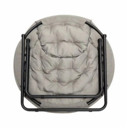 Oversized Foldable Saucer Moon Chair Comfy Faux Fur Lounge Reading Chair Beige - thumbnail 3