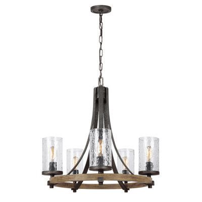 Luminosa Lighting Elstead Feiss Angelo 5 Light Chandelier Weathered Oak - image 1