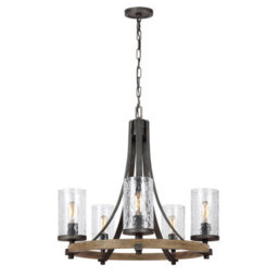 Luminosa Lighting Elstead Feiss Angelo 5 Light Chandelier Weathered Oak - thumbnail 1
