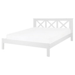 Beliani Bed Pine Wood Tannay 160 X 200 Cm (Eu King Size) White - thumbnail 1