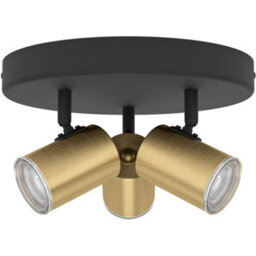 Loops Stylish Black And Brushed Brass Triple Round Led Ceiling Spotlight For Modern Bathrooms - thumbnail 3