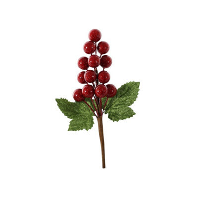 Red Shiny Grape Pick Christmas Decoration