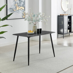Furniturebox Furniturbeox Uk Asti Grey Marble Ceramic Top Dining Table & 4 Black Asti Chairs - thumbnail 2