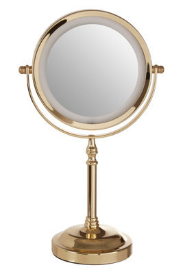 Orsina Cassini Gold Colour Iron Led Table Mirror - image 1