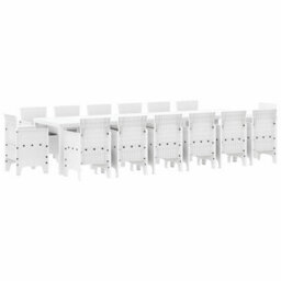 Berkfield Garden Dining Set 15 Pcs White Polt Rattan - thumbnail 2