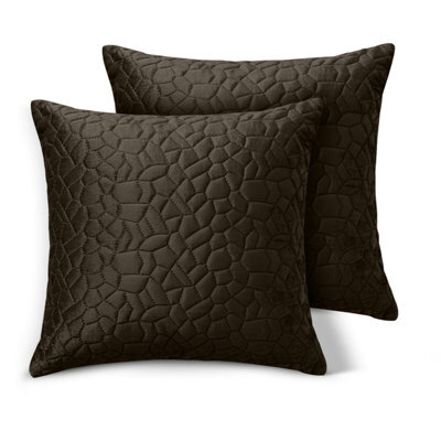 Ameha Coffee Pebbles Velvet Cushion Cover, 18X18 Inch, Pack Of 2, Ultra Soft, Breathable & Hypoallergenic