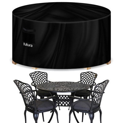 Futura 420D Round 128X71Cm Waterproof Garden Furniture Cover, Outdoor Patio Weatherproof Table & Chair Set Shield - image 1