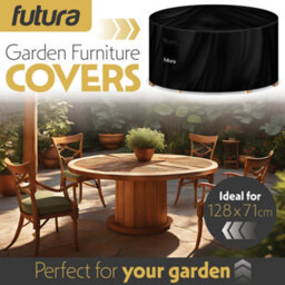 Futura 420D Round 128X71Cm Waterproof Garden Furniture Cover, Outdoor Patio Weatherproof Table & Chair Set Shield - thumbnail 3