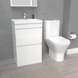 Nes Home 500mm Gloss White 2 Drawers Basin Vanity & Close Coupled Toilet - thumbnail 5
