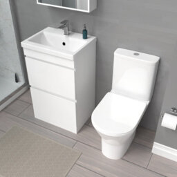 Nes Home 500mm Gloss White 2 Drawers Basin Vanity & Close Coupled Toilet - thumbnail 4