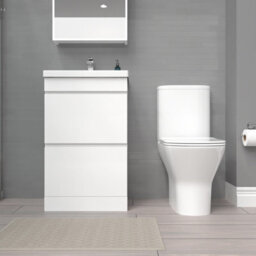 Nes Home 500mm Gloss White 2 Drawers Basin Vanity & Close Coupled Toilet - thumbnail 2