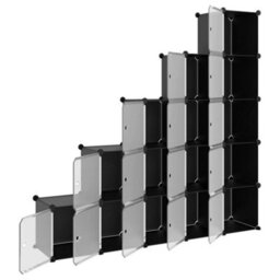 Berkfield Versatile Storage Cube Organiser With 15 Cubes And Doors Black Pp - thumbnail 4