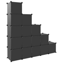 Berkfield Versatile Storage Cube Organiser With 15 Cubes And Doors Black Pp - thumbnail 6