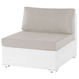 Beliani Garden Corner Sofa With Table 4 Seater Sano Right Hand Modular Pe Rattan White - thumbnail 5