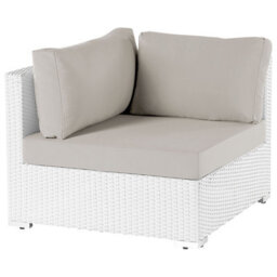 Beliani Garden Corner Sofa With Table 4 Seater Sano Right Hand Modular Pe Rattan White - thumbnail 4