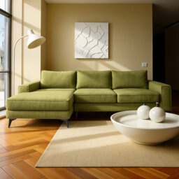 Abakus Direct Venice Corner Sofa In Olive Left Facing With Deep Seats And Extra-Wide Padded Arms