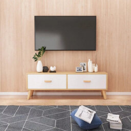 "2 Drawers Tv Stand For 55"" Entertainment Center Media Storage Shelf Tv Cabinet" - thumbnail 4