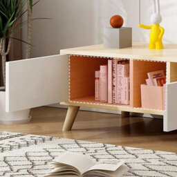 "2 Drawers Tv Stand For 55"" Entertainment Center Media Storage Shelf Tv Cabinet" - thumbnail 6
