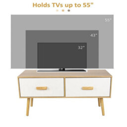 "2 Drawers Tv Stand For 55"" Entertainment Center Media Storage Shelf Tv Cabinet" - thumbnail 3
