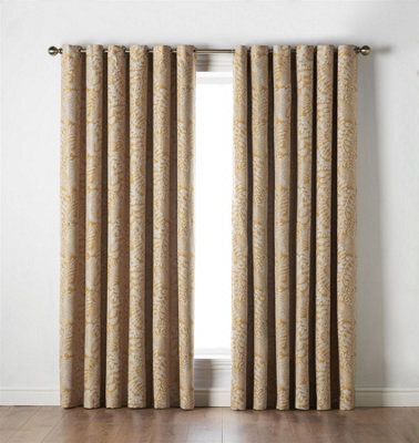 Luxury Living Ferndown Eyelet Ring Top Curtains Ochre - image 1