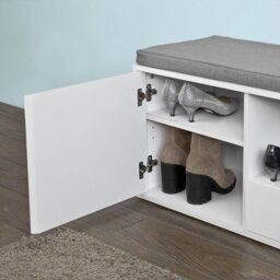 Sobuy Fsr37-W, Hallway Shoe Cabinet Shoe Rack, Shoe Storage Bench With Removable Seat Cushion,white,w80Xd35Xh46 - thumbnail 7