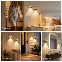 Amorly Gold Bird Wall Sconce, Rechargeable Motion Sensor Wireless Wall Light, For Bedroom, Hallway, Stairway, Entryway (Right Facing) - thumbnail 7
