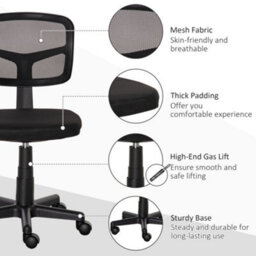 Vinsetto Small Office Chair Without Arms, Ergonomic Swivel Mesh Desk Chair - thumbnail 7