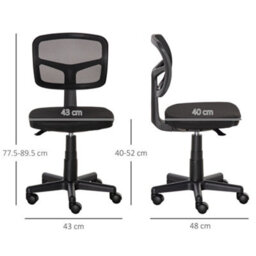 Vinsetto Small Office Chair Without Arms, Ergonomic Swivel Mesh Desk Chair - thumbnail 3