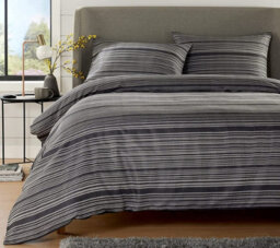 Stripe Jacquard Duvet Set In Grey - King