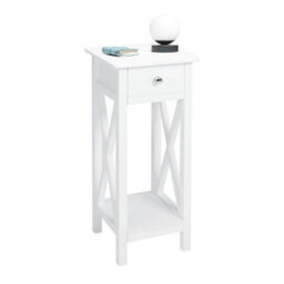 Tall Couch End Table W/ Storage Shelf Small Drawer Lamp Stand Bedroom Nightstand - thumbnail 6