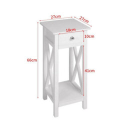 Tall Couch End Table W/ Storage Shelf Small Drawer Lamp Stand Bedroom Nightstand - thumbnail 2