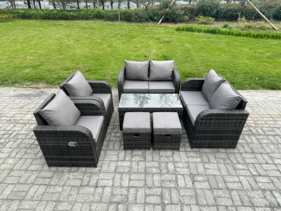 Fimous Patio Garden Furniture Sets Wicker 8 Seater Outdoor Rattan Furniture Sofa Sets With Coffee Table Reclining Chair - image 1