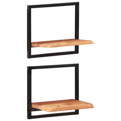 Berkfield Wall Shelves 2 Pcs 40X24X35 Cm Solid Wood Acacia And Steel - image 1