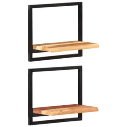 Berkfield Wall Shelves 2 Pcs 40X24X35 Cm Solid Wood Acacia And Steel - thumbnail 9