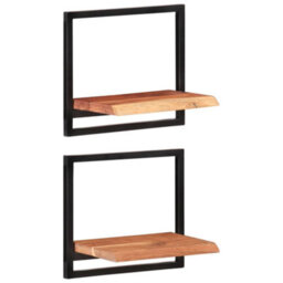 Berkfield Wall Shelves 2 Pcs 40X24X35 Cm Solid Wood Acacia And Steel - thumbnail 8