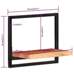 Berkfield Wall Shelves 2 Pcs 40X24X35 Cm Solid Wood Acacia And Steel - thumbnail 7
