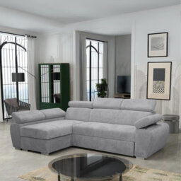 Boston Mini Premium Left Hand Corner Sofa Bed Light Grey Corduroy Upholstery With Storage And Bonell Spring Support - thumbnail 2