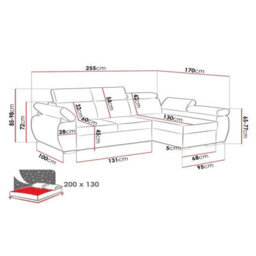 Boston Mini Premium Left Hand Corner Sofa Bed Light Grey Corduroy Upholstery With Storage And Bonell Spring Support - thumbnail 5
