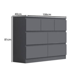 Fwstyle Stora Dark Grey 7 Drawer Merchant Chest (H) 86Cm (W) 106Cm (D) 40Cm Extra Deep Drawers - thumbnail 8