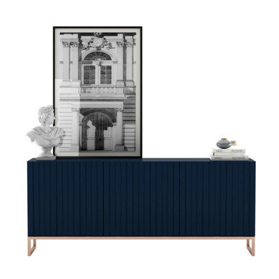 Heze Furniture Elpis Glamour Sideboard Tv Stand 168Cm Push-To-Open Cabinet - Navy Matt / Copper Frame - image 1