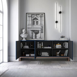 Heze Furniture Elpis Glamour Sideboard Tv Stand 168Cm Push-To-Open Cabinet - Navy Matt / Copper Frame - thumbnail 2