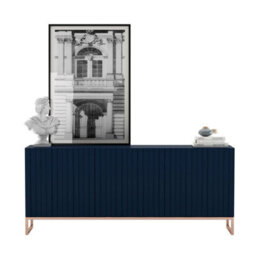 Heze Furniture Elpis Glamour Sideboard Tv Stand 168Cm Push-To-Open Cabinet - Navy Matt / Copper Frame