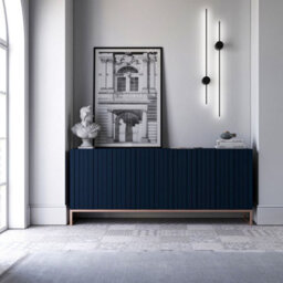 Heze Furniture Elpis Glamour Sideboard Tv Stand 168Cm Push-To-Open Cabinet - Navy Matt / Copper Frame - thumbnail 3