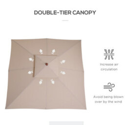 Outsunny 3M 2-Tier Patio Parasol Garden Sun Umbrella Sunshade Bamboo W/ Pulley - thumbnail 5