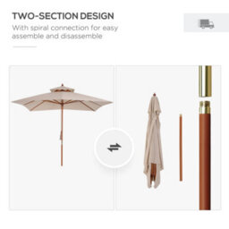 Outsunny 3M 2-Tier Patio Parasol Garden Sun Umbrella Sunshade Bamboo W/ Pulley - thumbnail 7